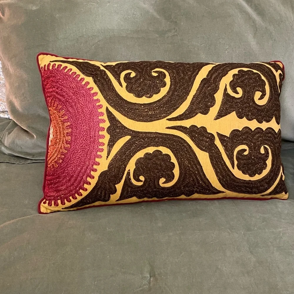 World Market boho lumbar paisley like design rectangular throw pillow OSB